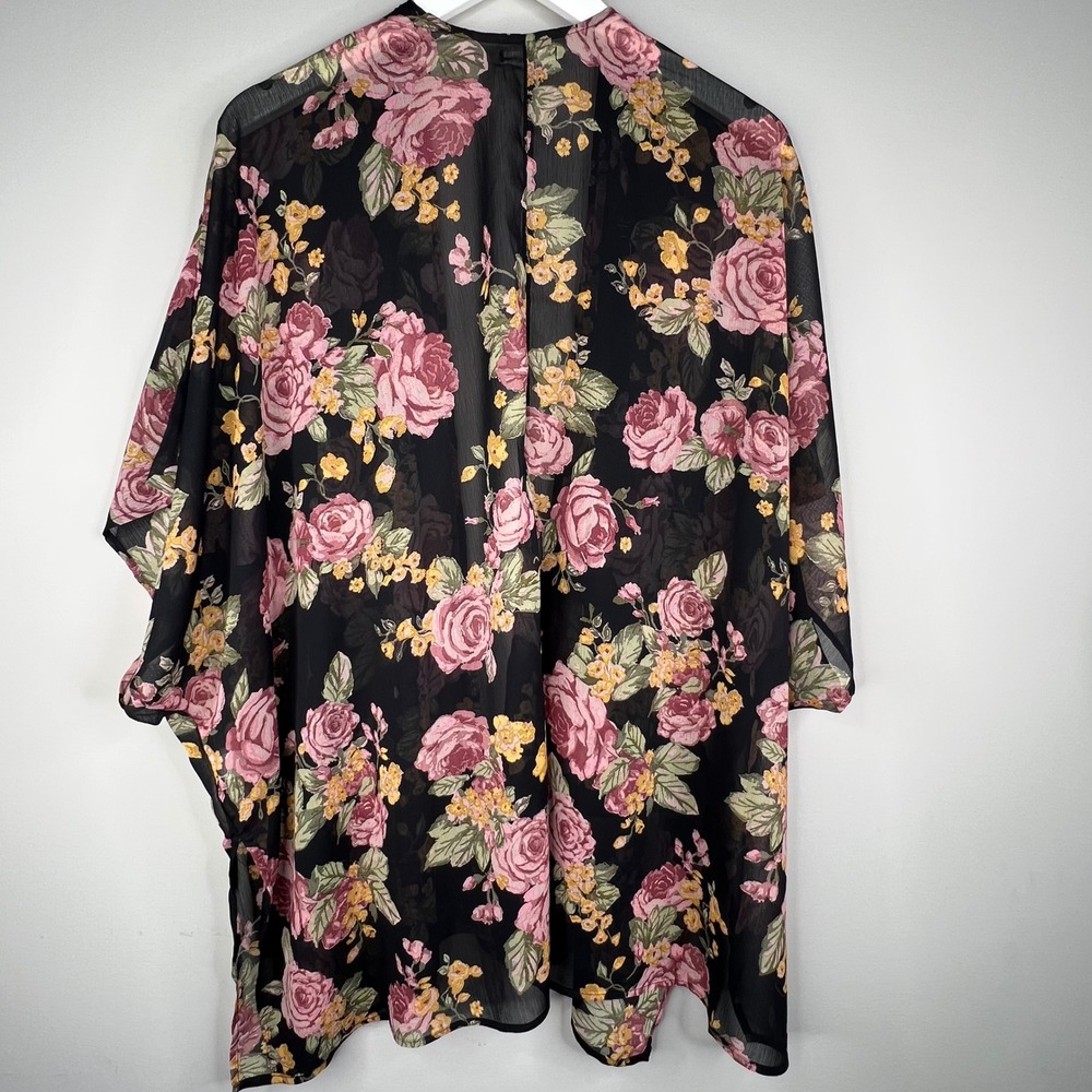 Sheer floral kimono boho dark romantic whimsigoth flowy cardigan - Picture 3 of 6